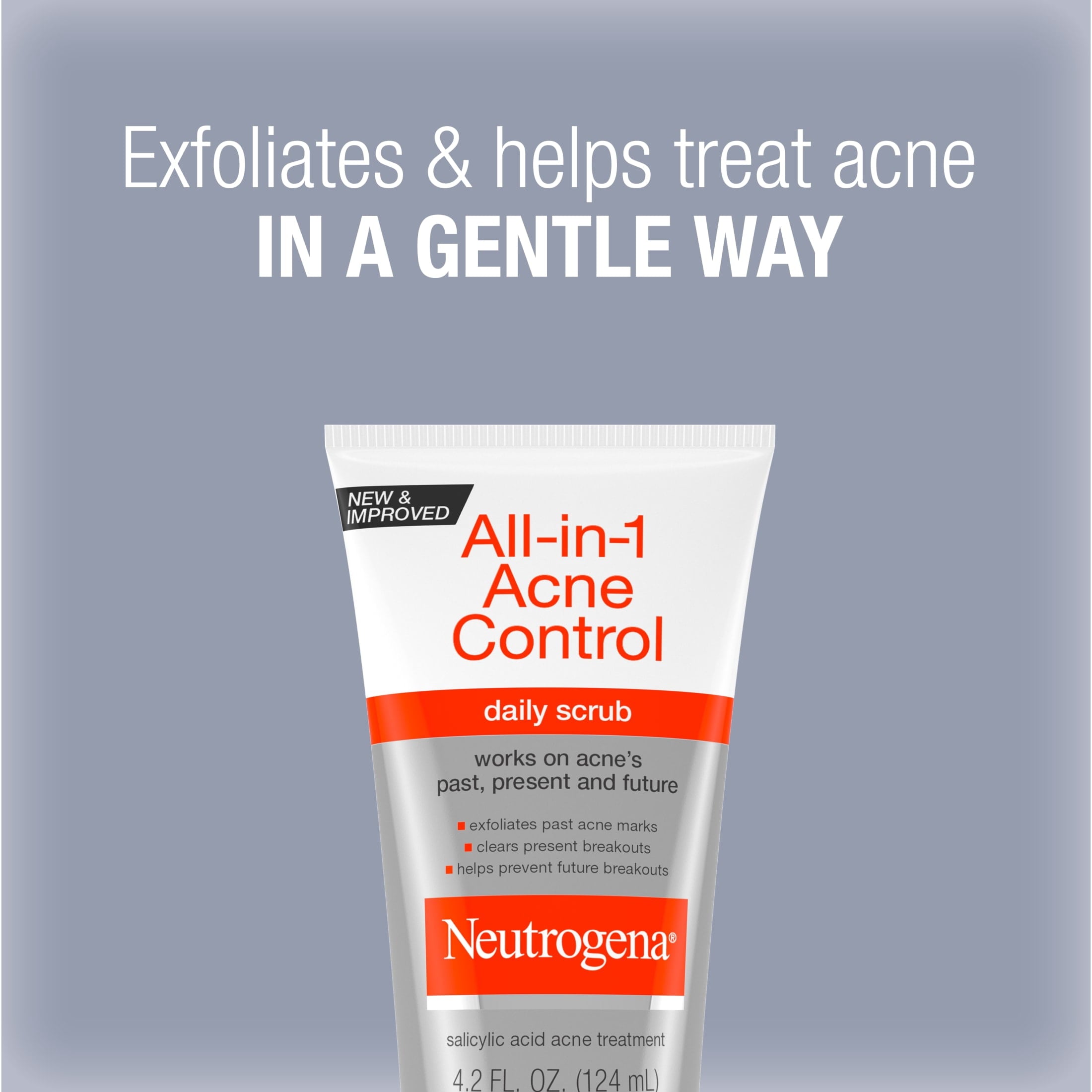 (3 pack) Neutrogena All-in-1 Acne Face Wash & Exfoliating Face Scrub, Salicylic Acid Cleanser, 4.2 fl oz