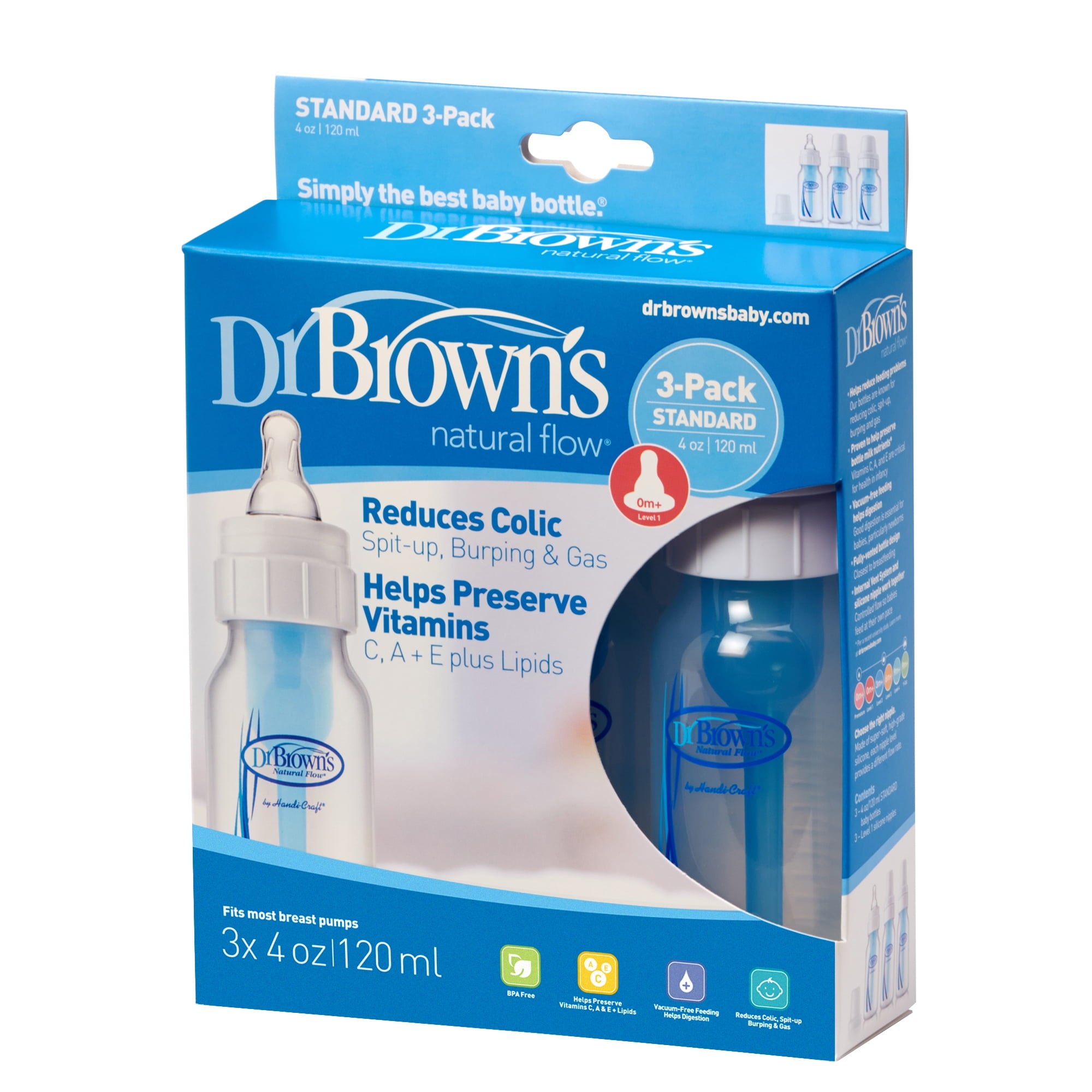 ***Discontinued***Dr. Brown Dr Brown 4 Oz Baby Bottle 3pk