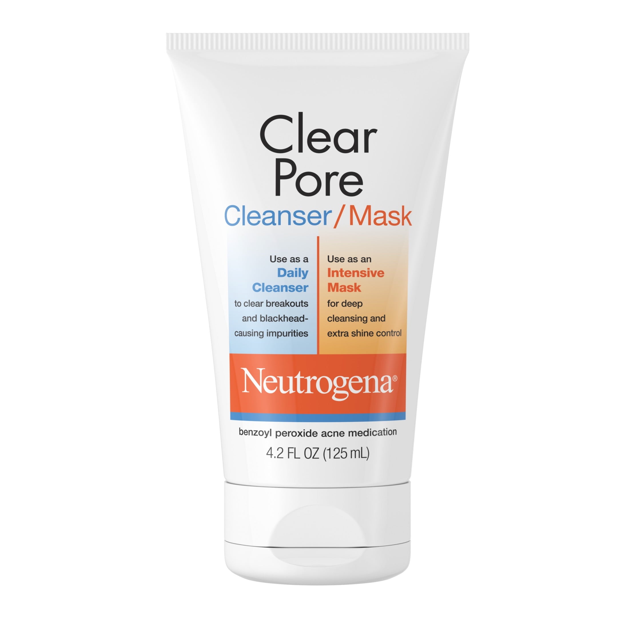 (3 pack) Neutrogena Clear Pore 3.5% Benzoyl Peroxide Face Wash & Acne Treatment Mask, 4.2 fl oz