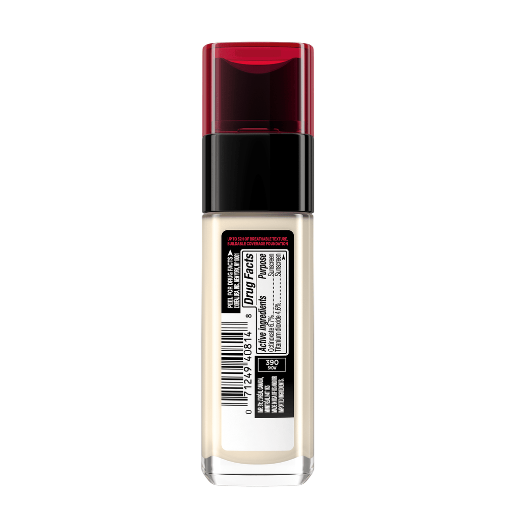 L'Oreal Paris Infallible Fresh Wear 32 Hr Liquid Foundation Makeup, 390 Snow, 1 fl oz