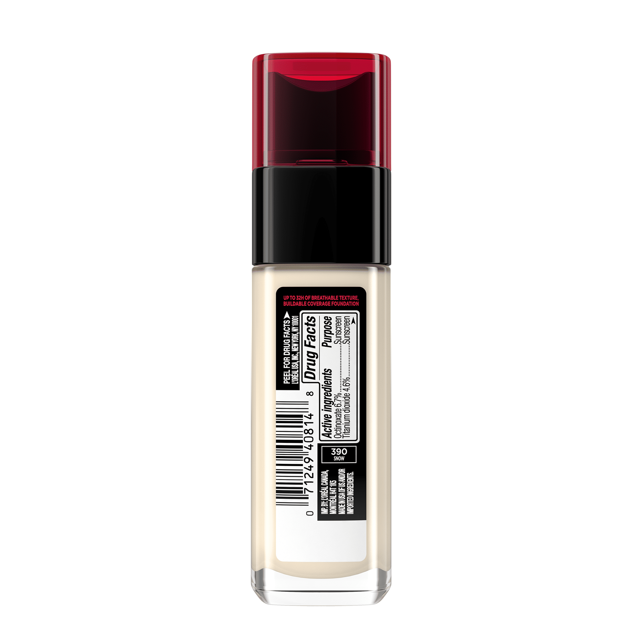 L'Oreal Paris Infallible Fresh Wear 32 Hr Liquid Foundation Makeup, 390 Snow, 1 fl oz