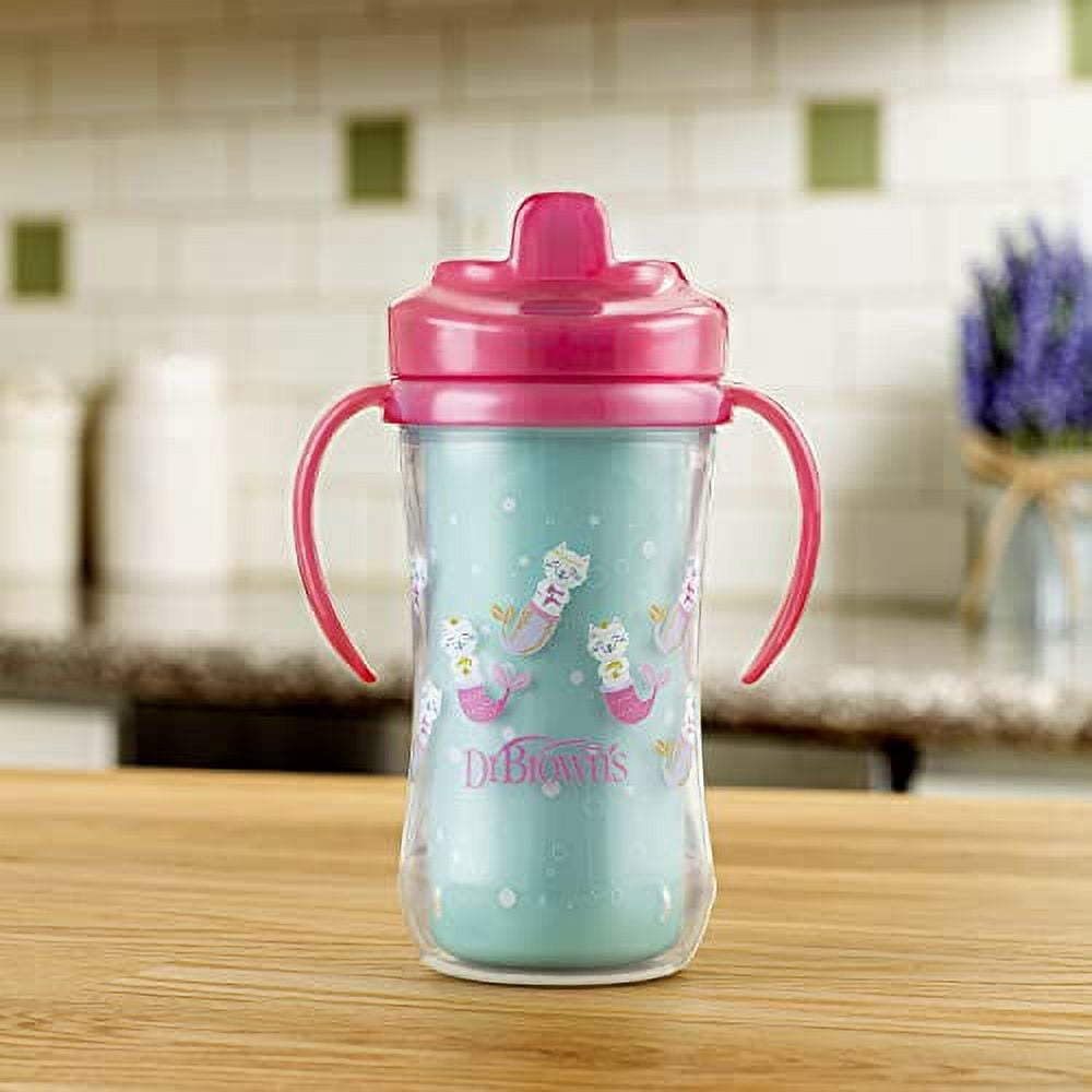 Dr. Brown’s Milestones Hard Spout Insulated Sippy Cup with Handles - Pink - 10oz - 2pk - 12m+