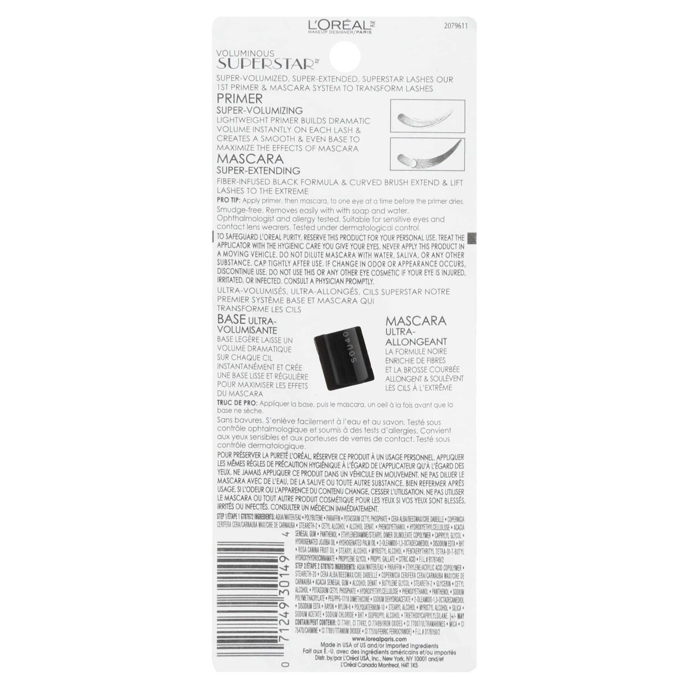L'Oréal Paris Voluminous Superstar Washable Mascara, Blackest Black, 0.41 Fl Oz