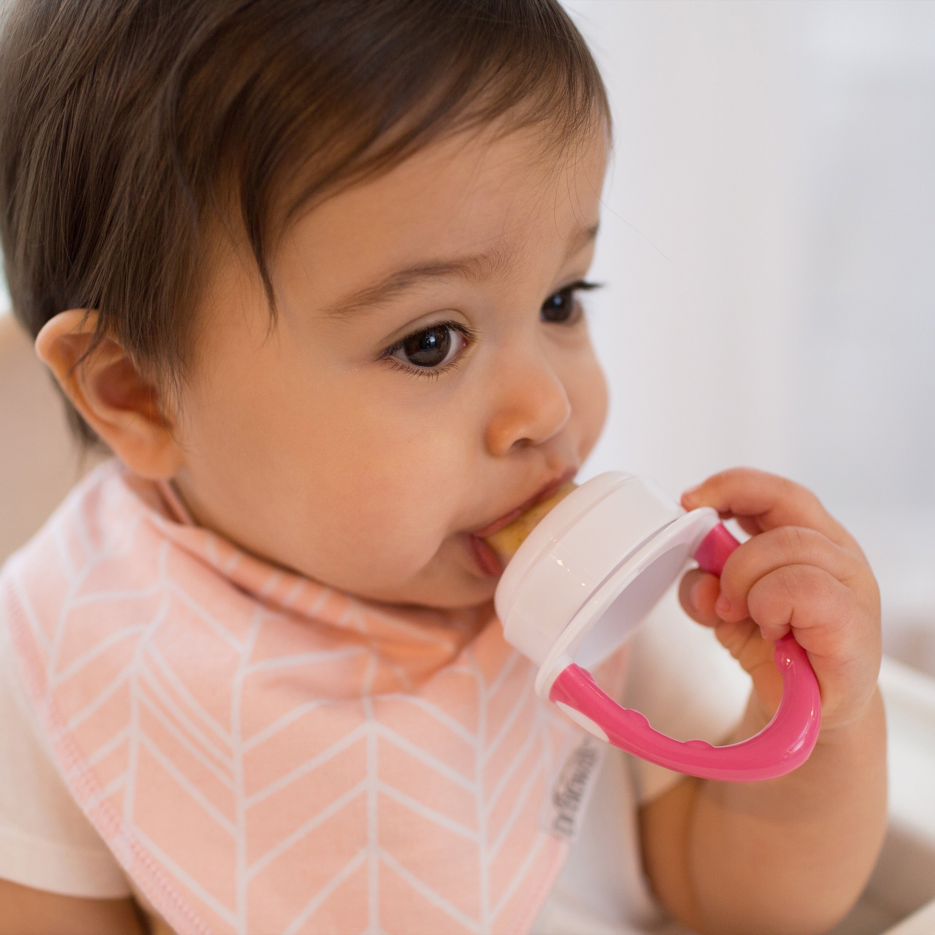 Dr. Brown's Designed to Nourish, Fresh Firsts Silicone Feeder, Solid Food Feeding, Pink/Gray, 2 Pack
