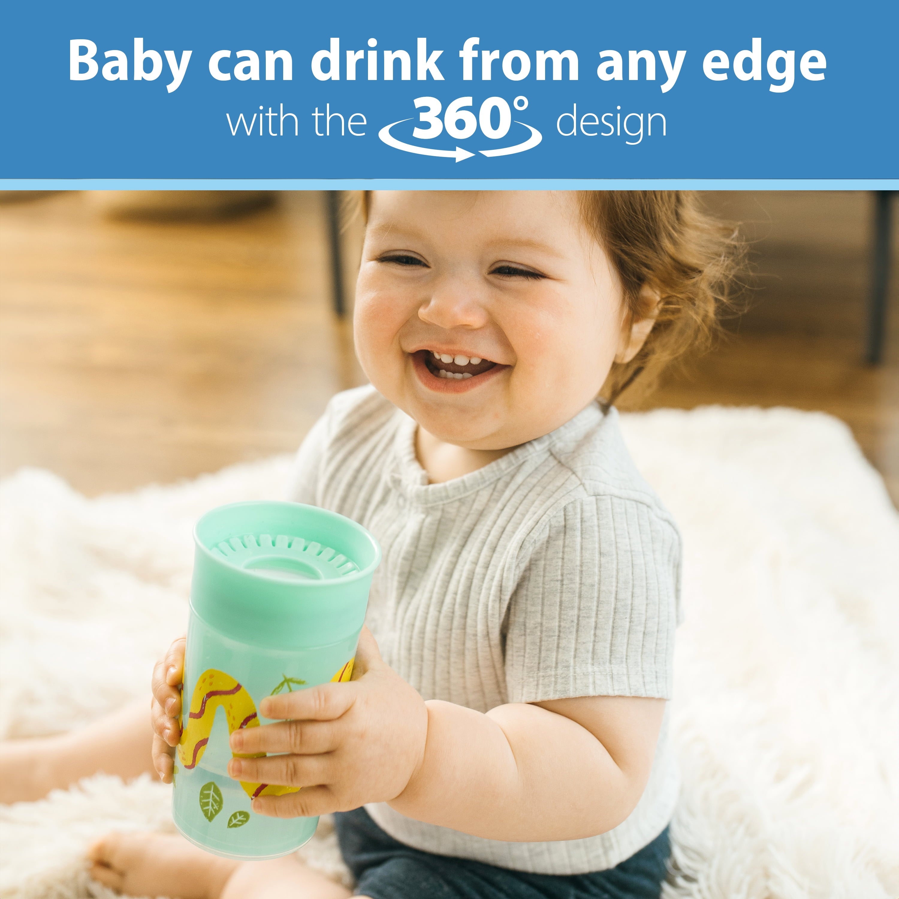 Dr. Brown's Milestones Cheers 360 Cup Spoutless Transition, Travel Friendly & Leak-Free, Green / Blue, 10 oz/300 ml, 2 Pack