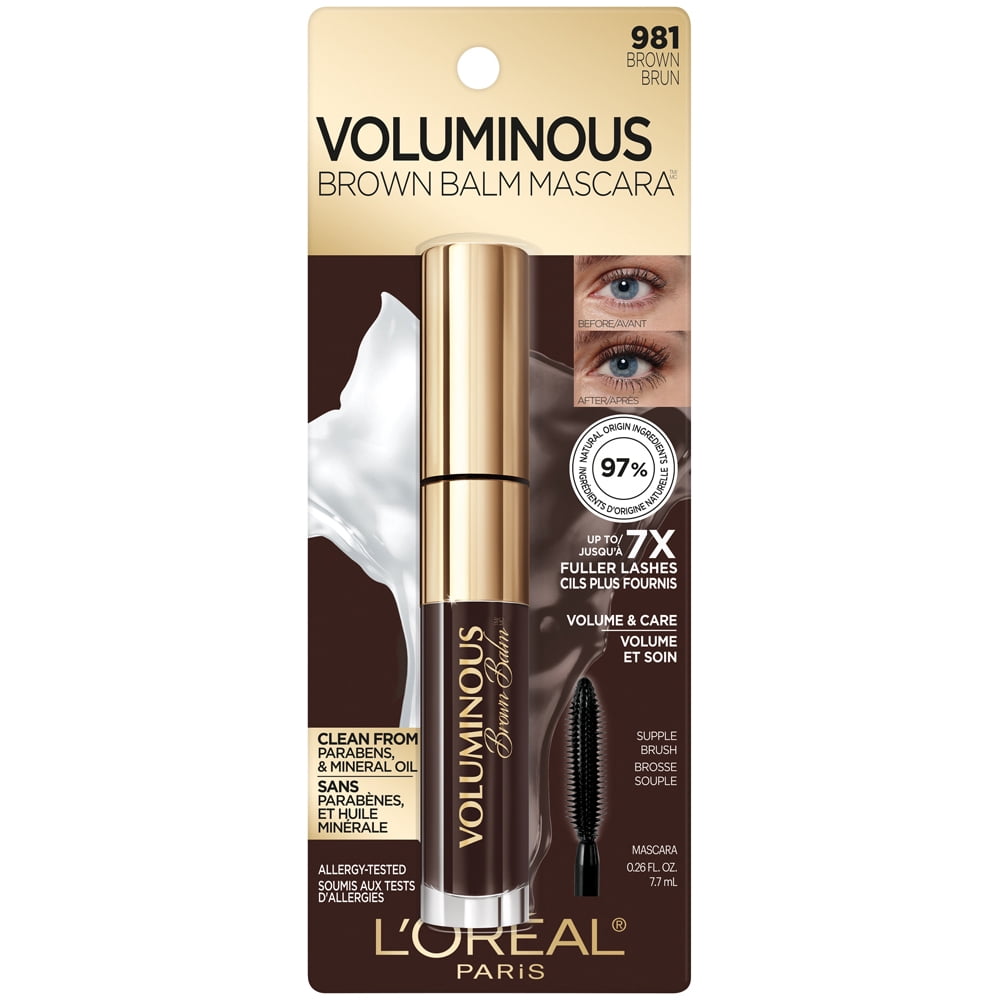 L'Oreal Paris Voluminous Brown Balm Volumizing, Caring, Vegan Mascara, Brown, 0.26 fl. oz.
