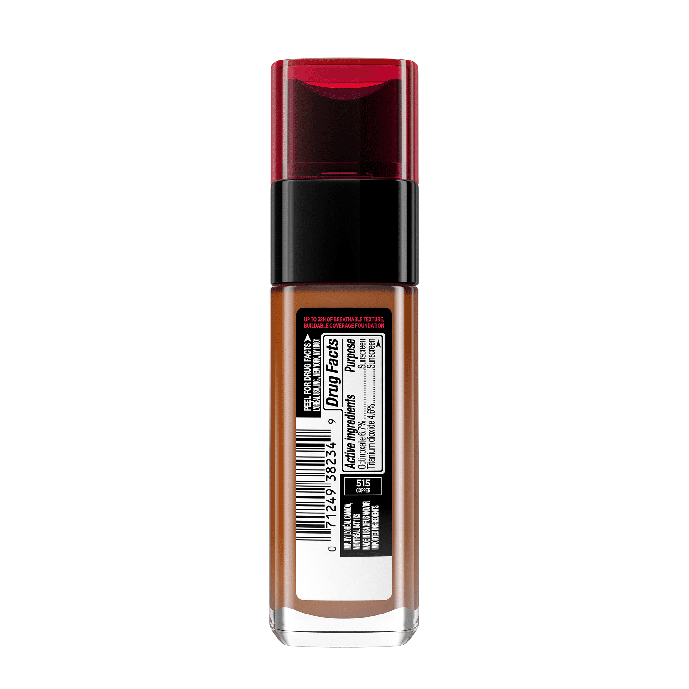 L'Oreal Paris Infallible Up to 32 HR Fresh Wear Liquid Foundation Makeup, 515 Copper, 1 fl oz