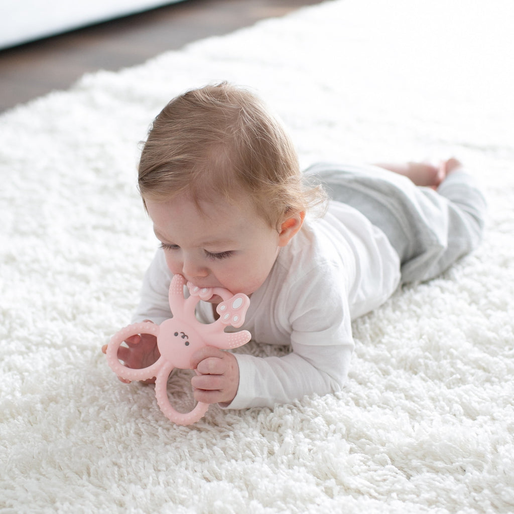 Dr. Brown's Flexees Baby Teether, Pink Bunny, 100% Silicone, Infant-Toddler, 1-Pack