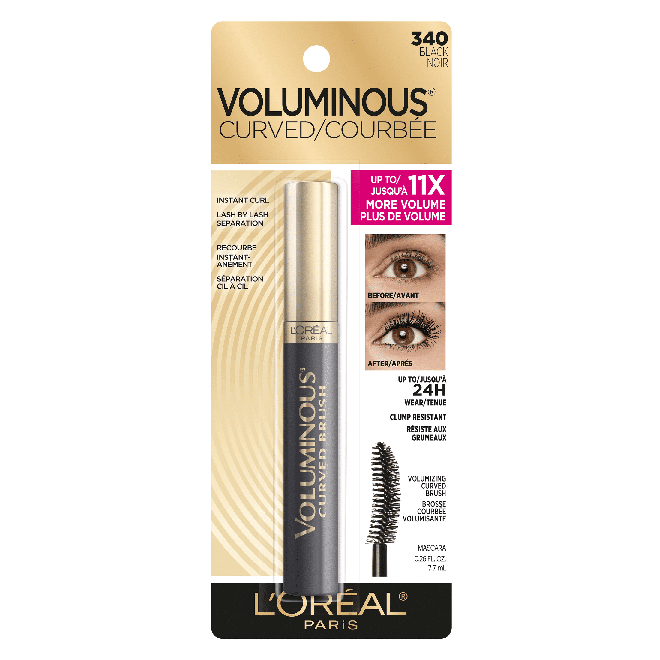 L'Oreal Paris Voluminous Original Curved Brush Mascara, Black