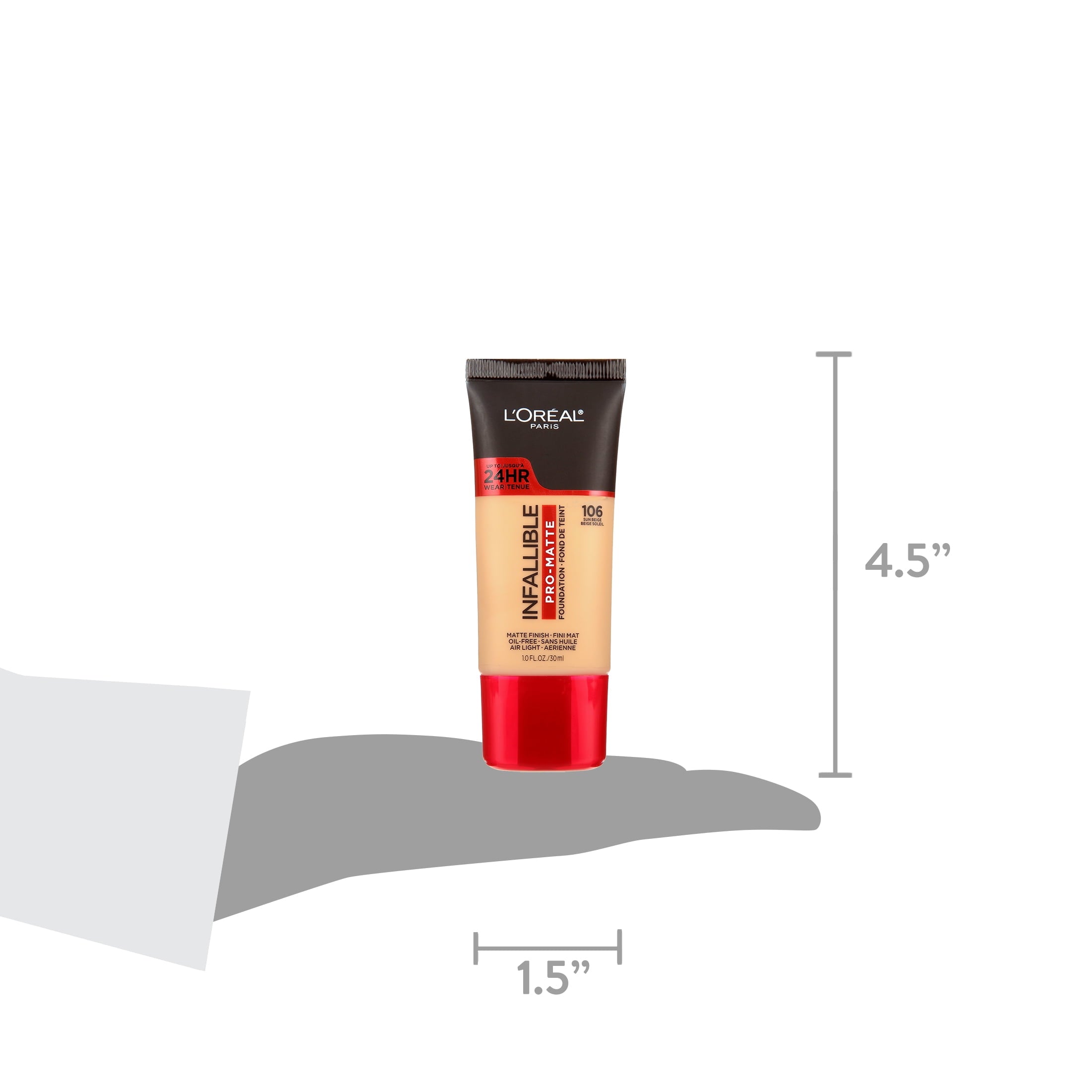 L'Oreal Paris Infallible Pro-Matte Blendable Foundation, Oil Free, 106 Sun Beige, 1 fl. oz.