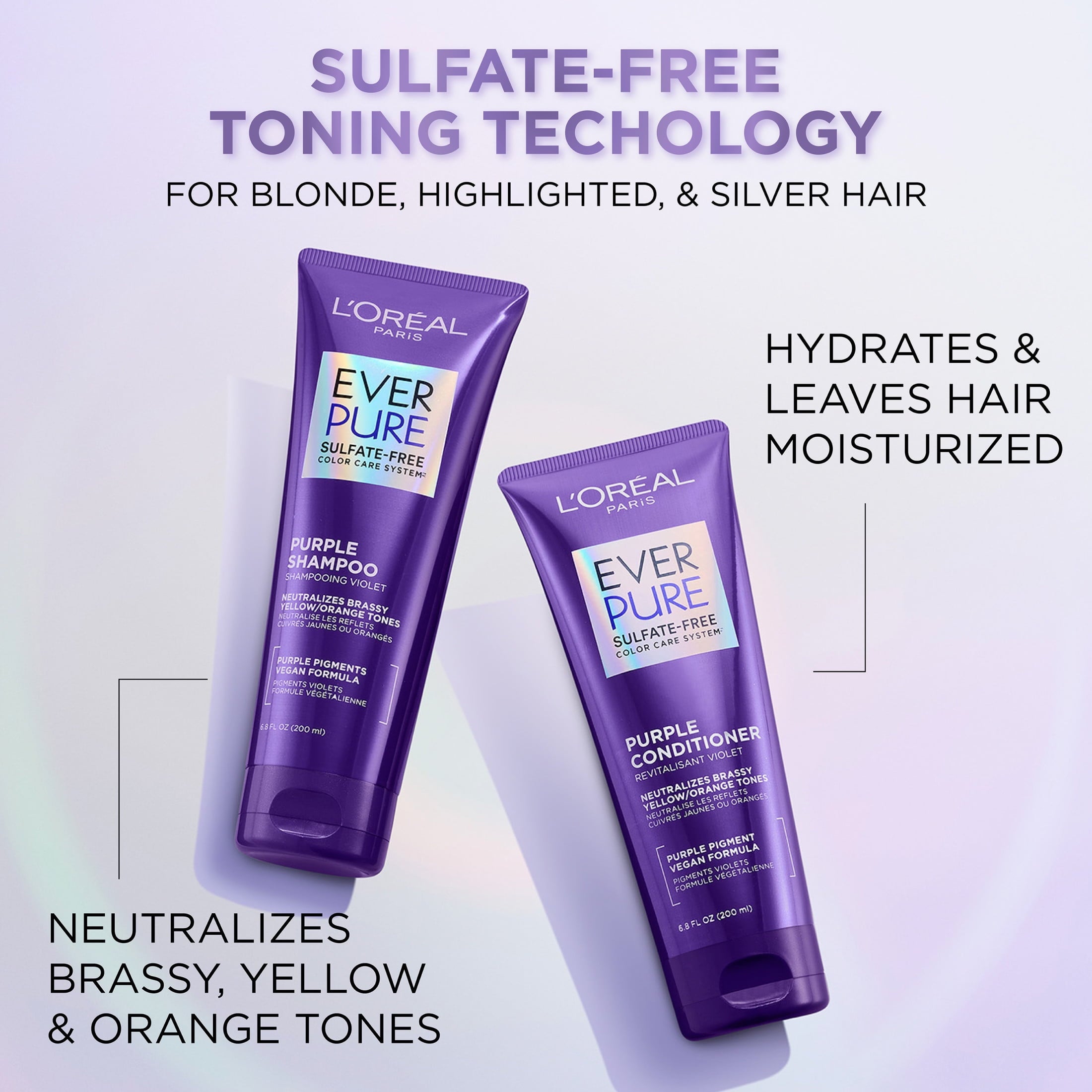L'Oreal Paris EverPure Sulfate Free Purple Shampoo - Squeeze Bottle, 6.8 fl oz