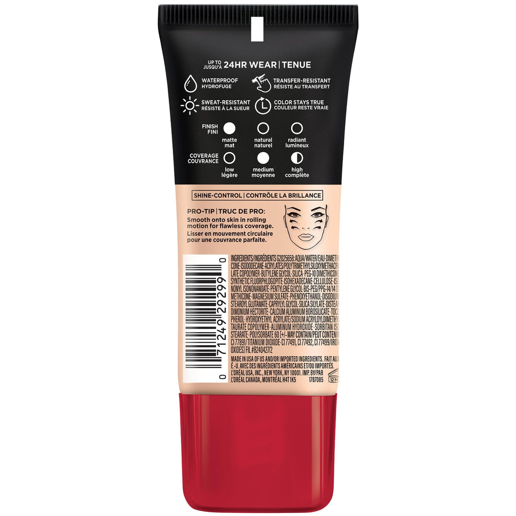 L'Oreal Paris Infallible Pro-Matte Liquid Foundation Makeup, 101 Classic Ivory, 1 fl oz