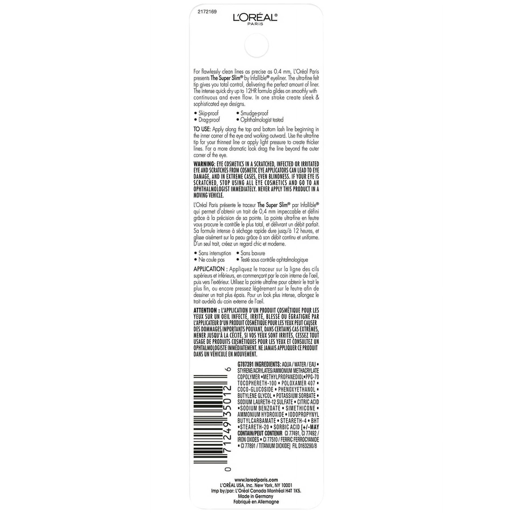 L'Oreal Paris Infallible Super Slim Long-Lasting Liquid Eyeliner, Gray