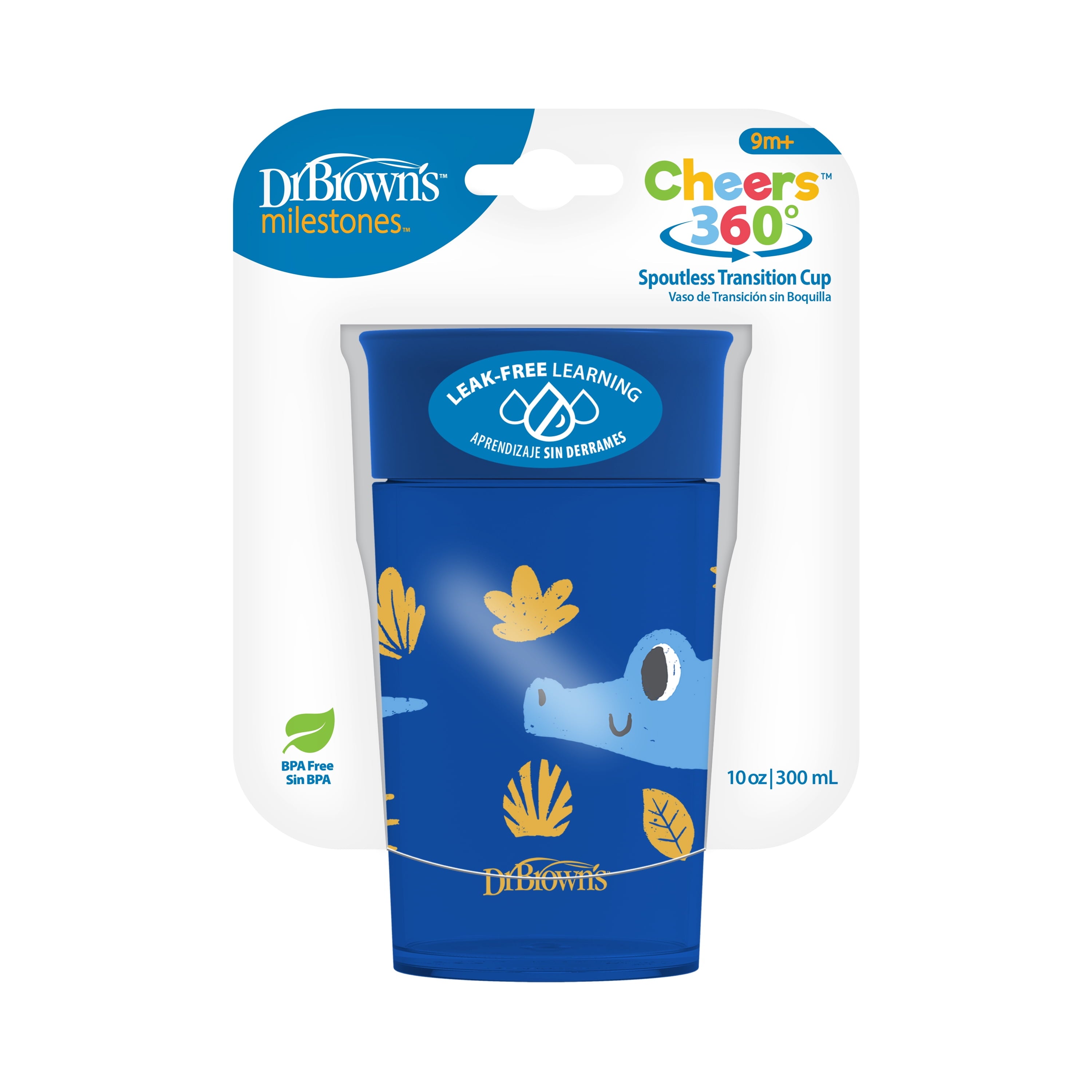 Dr. Brown's Milestones Cheers360 Training Sippy Cups for Babies and Toddlers - Blue Animals - 10oz - 9m+