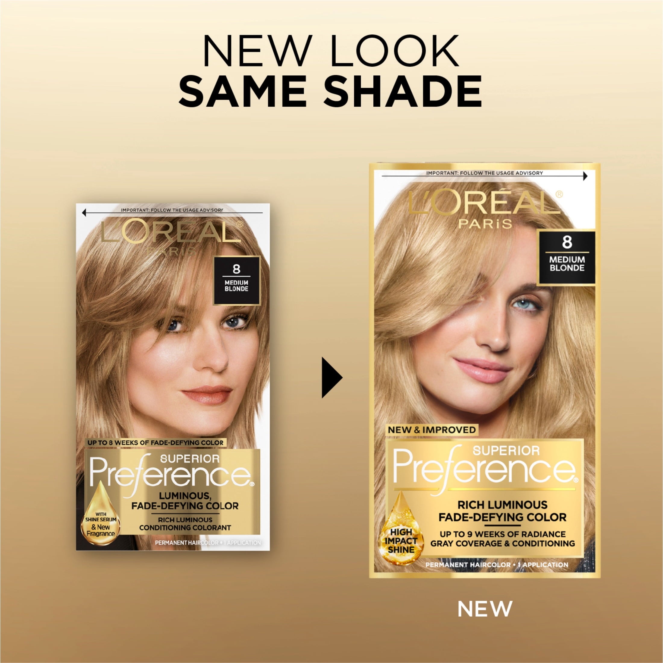 L'Oreal Paris Superior Preference Permanent Hair Color, 8 Medium Blonde, Fade-Defying, 1 kit