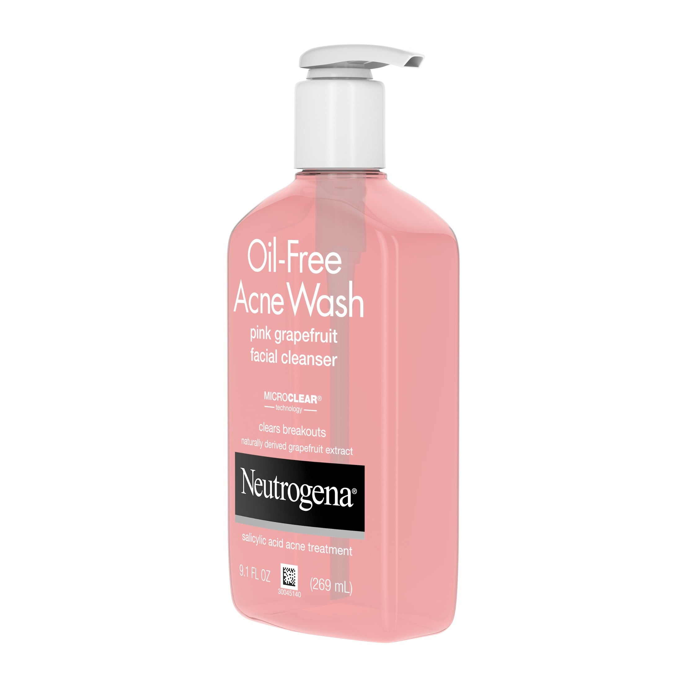 (2 pack) Neutrogena Oil-Free Pink Grapefruit Acne Face Wash, Salicylic Acid Facial Cleanser, 9.1 fl oz