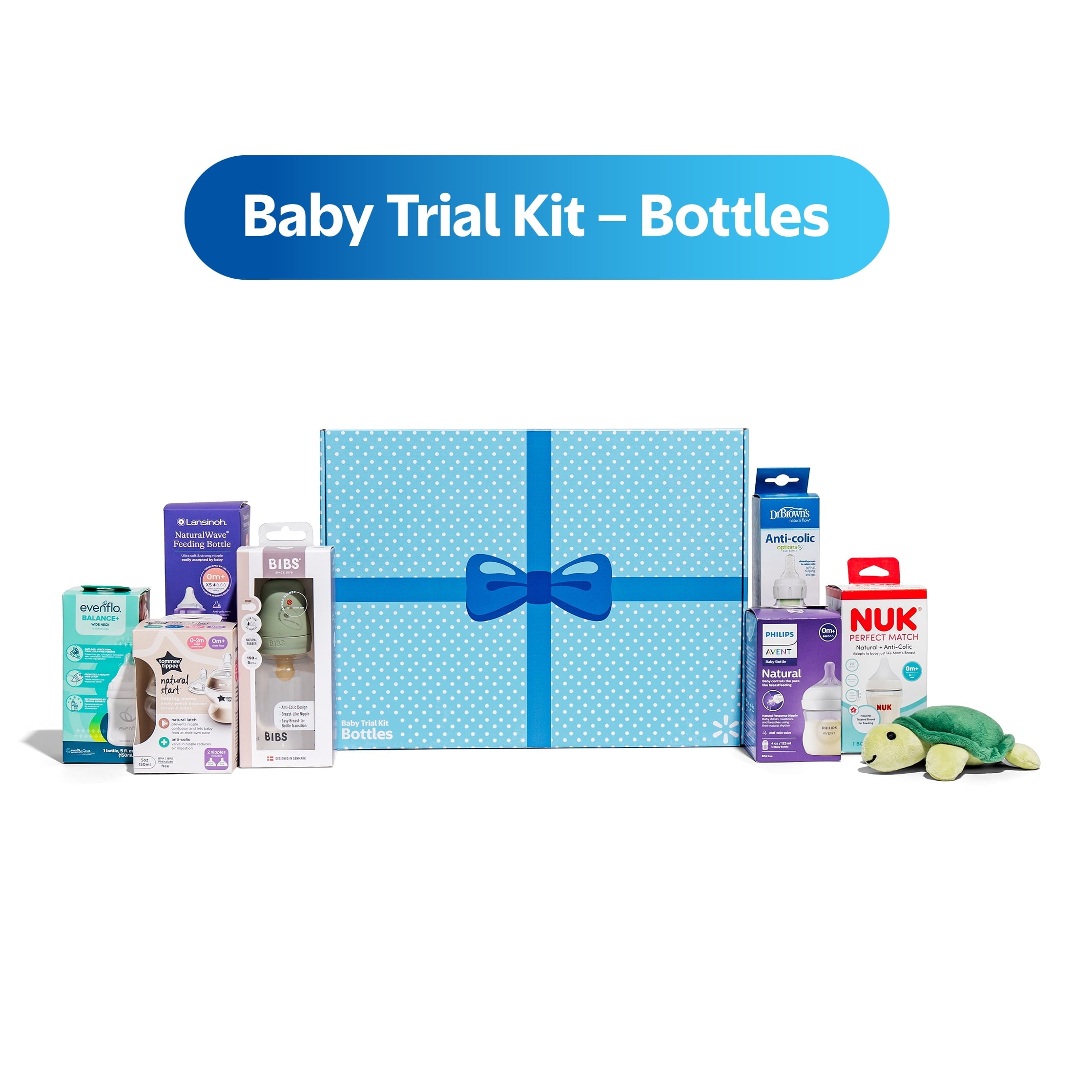 Baby Trial Kit of Bottles, Samples from 7 Brands, Various Features and Colors