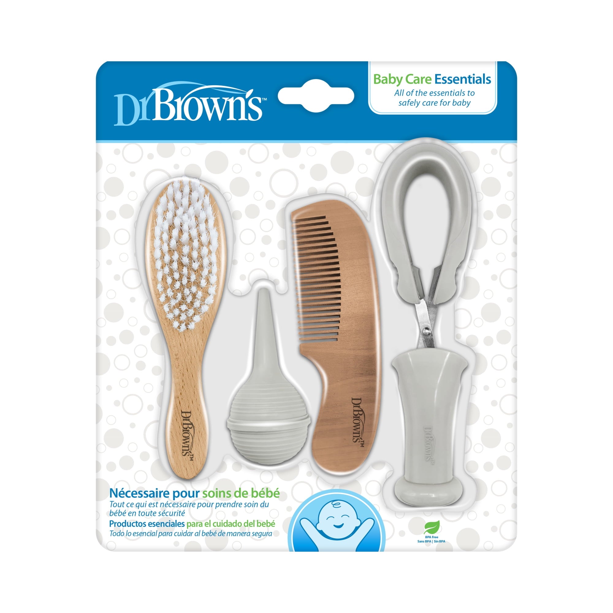 Dr. Brown's Baby Care Essentials with Nail Scissors/Case, Nasal Aspirator, Brush and Comb, 0 Months +, Kit