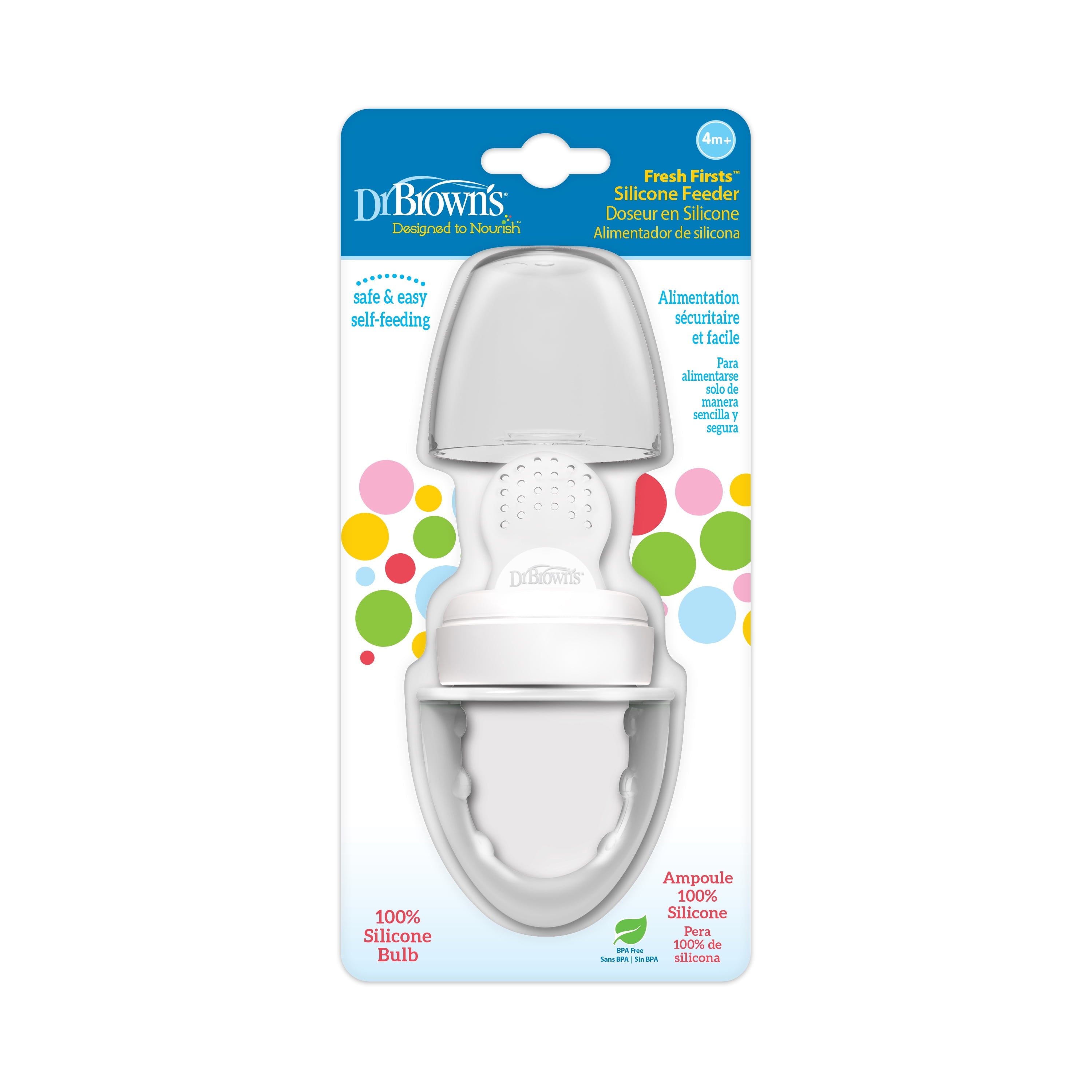 Dr. Brown's Designed to Nourish, Fresh Firsts Silicone Feeder for Soft Foods, Gray, BPA Free, 1 Pack