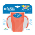 Dr. Brown's Milestones Cheers 360 Cup Spoutless Transition Cup with Handles for Easy Grip and Leak-Free Learning, Coral, 7 oz/200 mL, 6m+