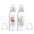 Dr. Brown's Milestones Narrow Sippy Bottle, 100% Silicone Spout, 8oz/250ml, 6m+, BPA Free, Fox/Lion, 2 Pack