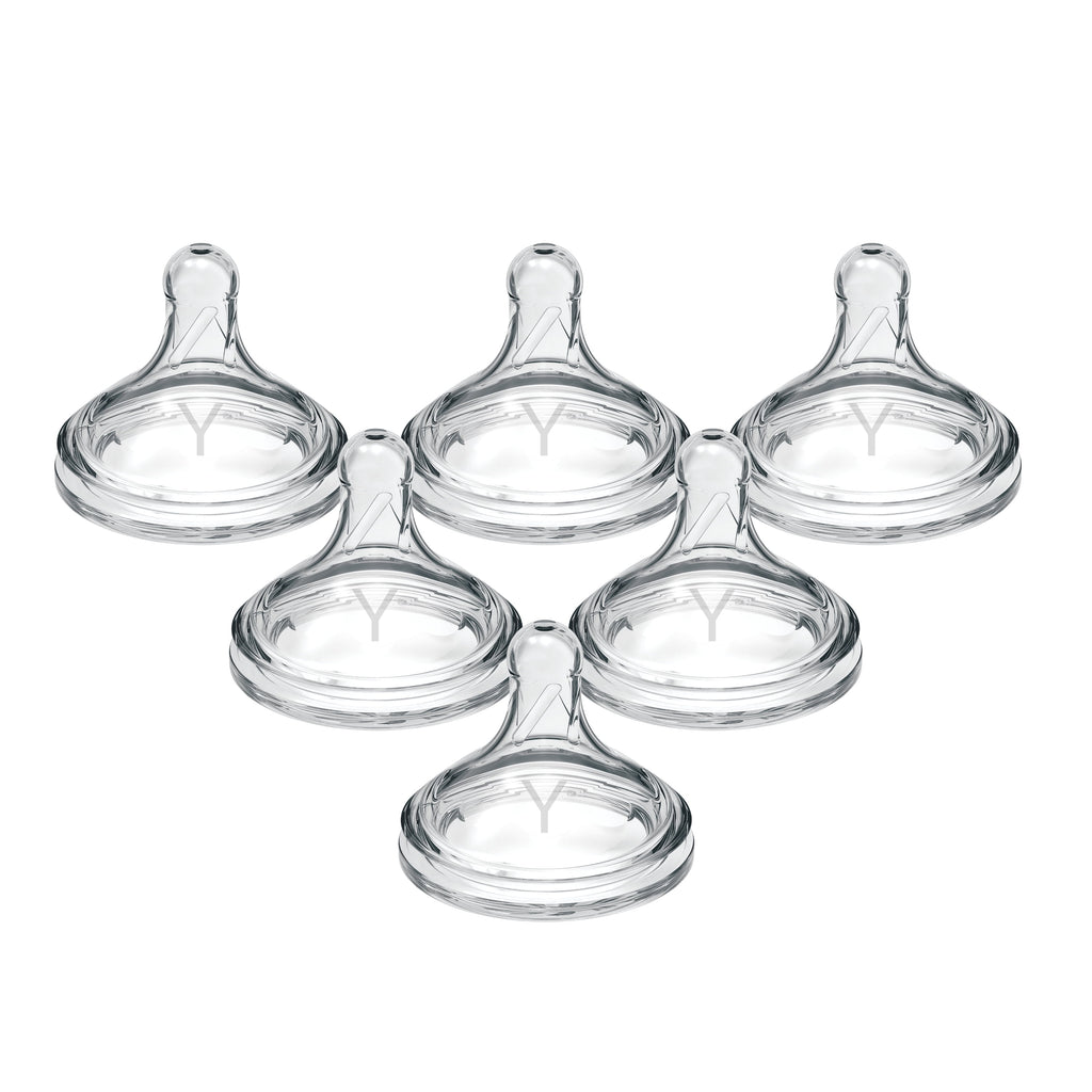 Dr. Brown's Natural Flow Y-Cut, Wide-Neck Baby Bottle Nipple, Fast Flow, 9m+, 100% Silicone, 6 Pack