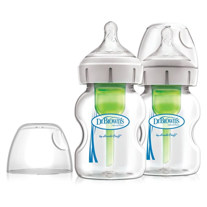 Dr. Brown's Options+ Wide-Neck Anti-Colic Glass Baby Bottle - 2pk