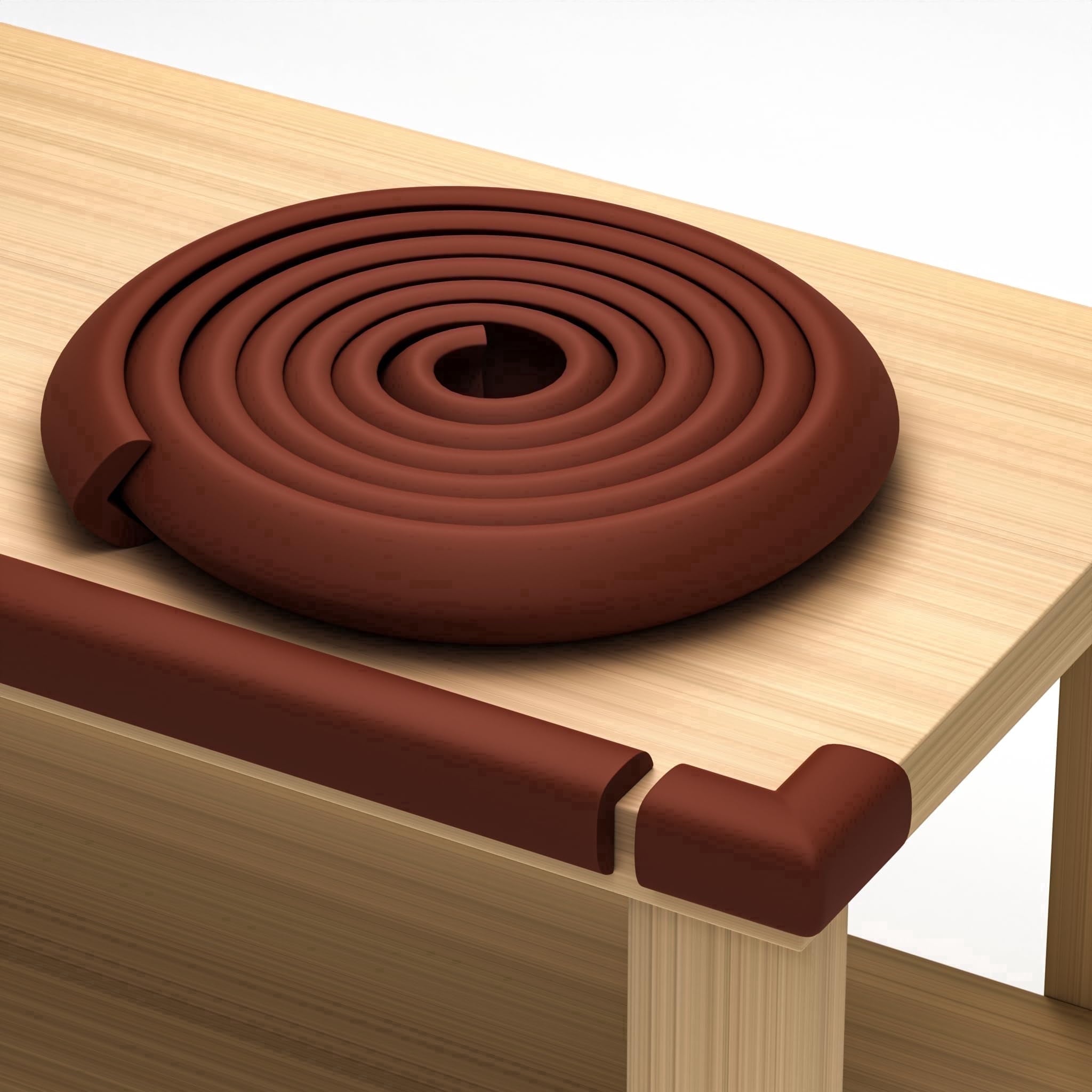 Komfortology Brown Foam Furniture Edge and Corner Guard Set, 16.2 ft