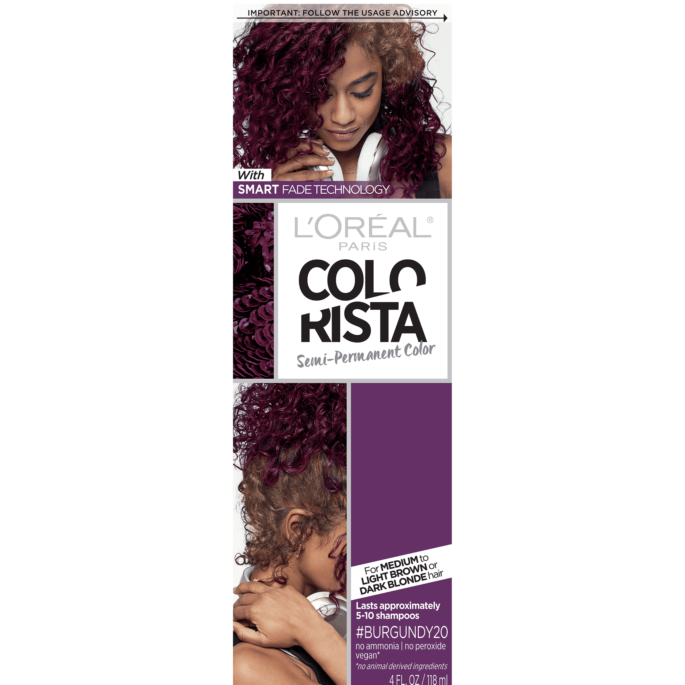L'Oreal Paris Colorista Semi Permanent Hair Color, Brunette Burgundy