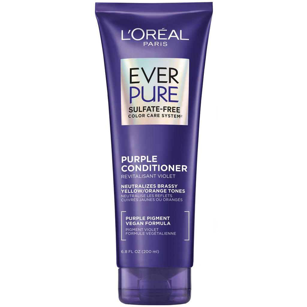L'Oreal Paris EverPure Sulfate Free Purple Hair Conditioner, Squeeze, 6.8 fl oz