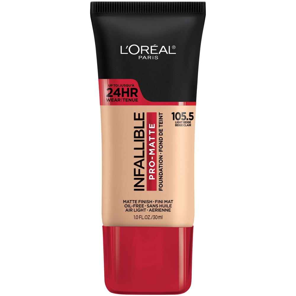 L'Oreal Paris Infallible Pro Matte Liquid Foundation Makeup, 105.5 Light Beige, 1 oz