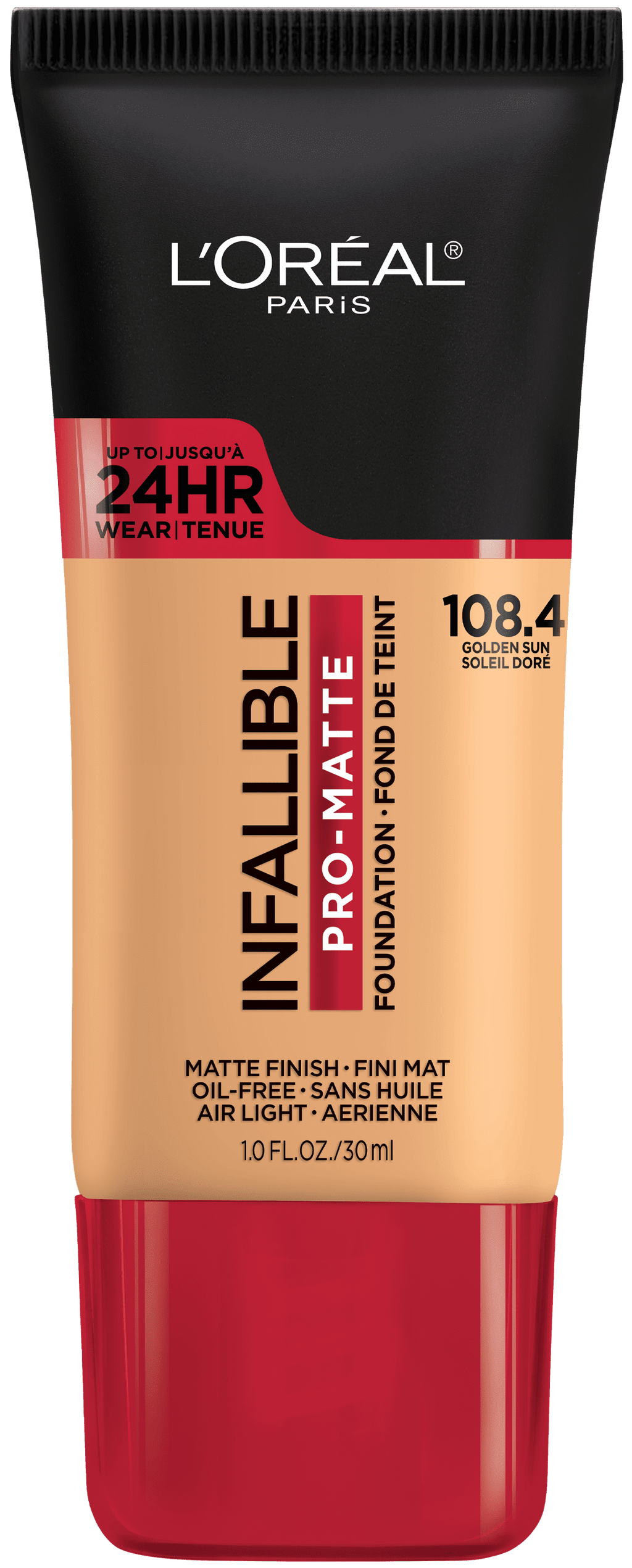 L'Oreal Paris Infallible Pro-Matte Liquid Foundation Makeup, 108.4 Golden Sun, 1 fl oz