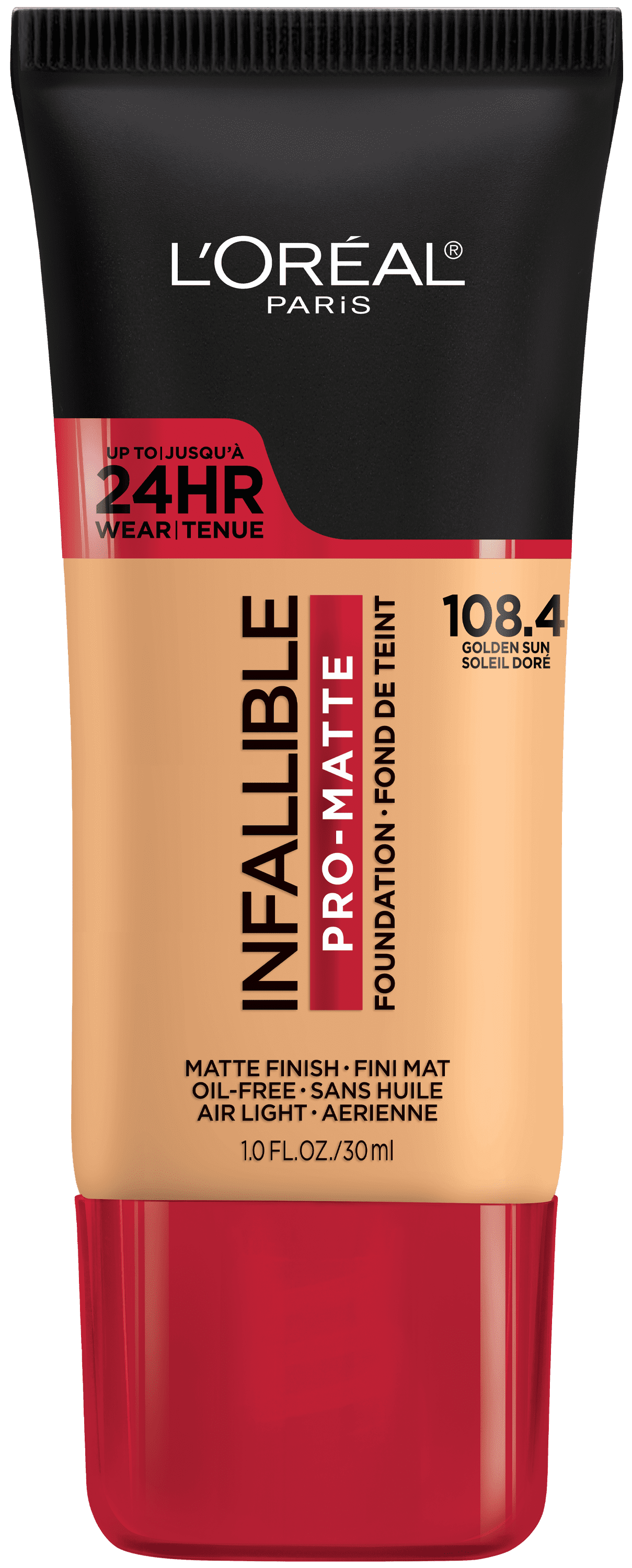 L'Oreal Paris Infallible Pro-Matte Liquid Foundation Makeup, 108.4 Golden Sun, 1 fl oz