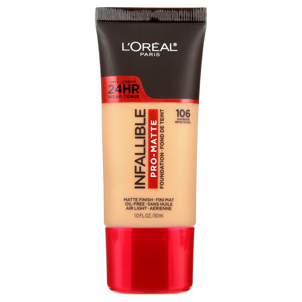 L'Oreal Paris Infallible Pro-Matte Blendable Foundation, Oil Free, 106 Sun Beige, 1 fl. oz.