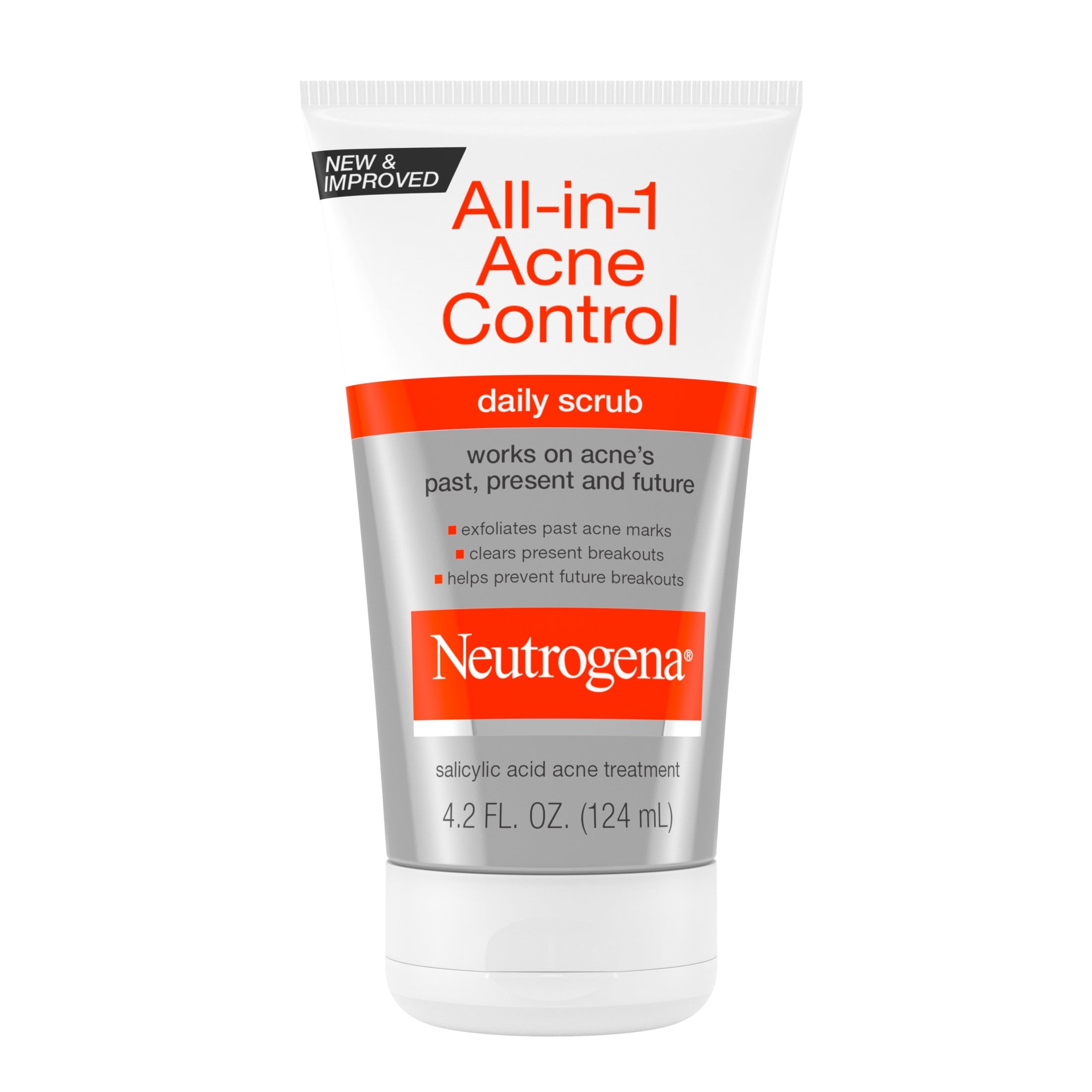 Neutrogena All-in-1 Acne Face Wash & Exfoliating Face Scrub, Salicylic Acid Cleanser, 4.2 fl oz