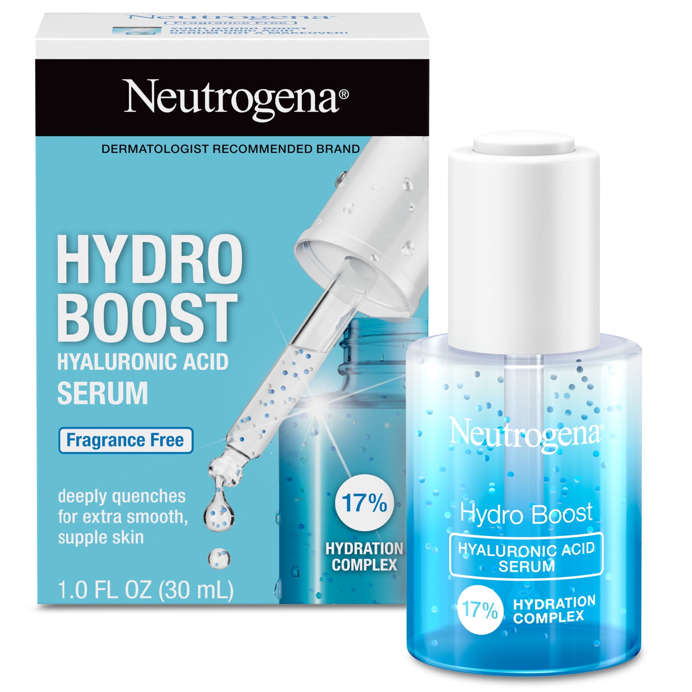 Neutrogena Hydro Boost Hyaluronic Acid Face Serum, Hydrating Serum, Fragrance Free, 1 oz