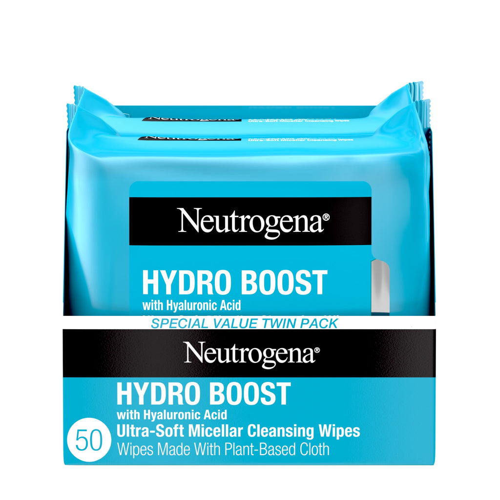 Neutrogena Hydro Boost Makeup Remover Wipes & Face Cleansing Towelettes, 50 Count