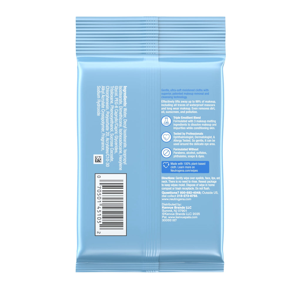 Neutrogena Makeup Remover Cleansing Towelettes, Face Makeup Wipes, Travel Pack, 7 Count