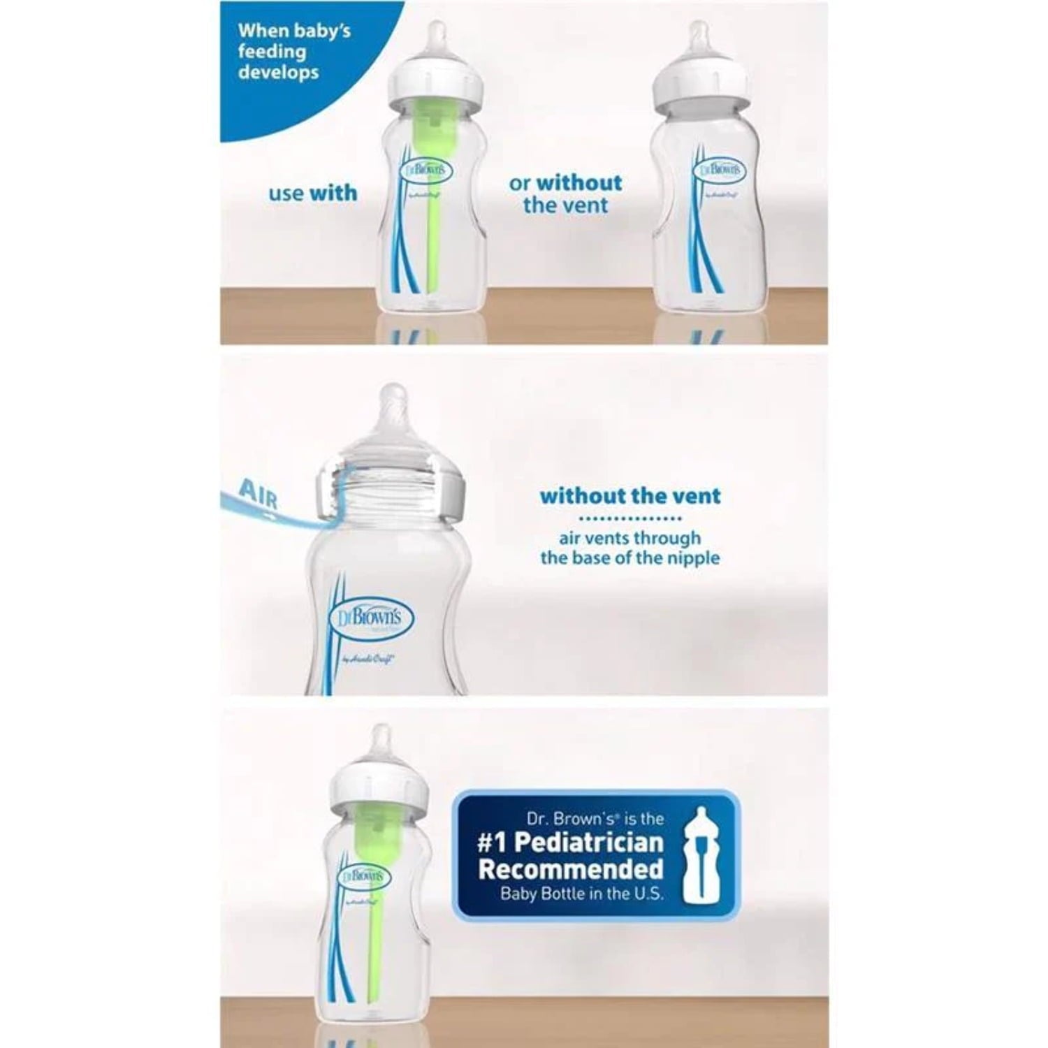 Dr. Brown's 9 oz Options+ Wide-Neck Bottles, 3-Pack