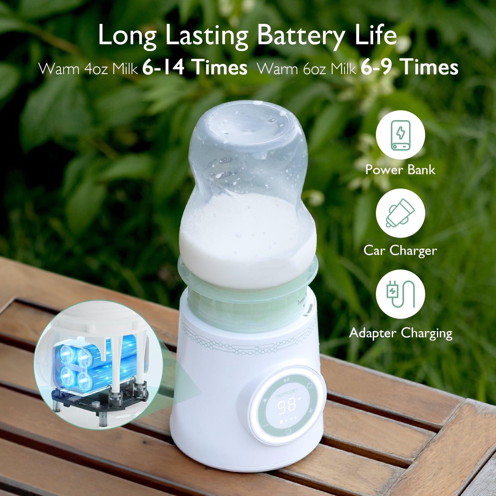 Momcozy Portable Bottle Warmer, Safety Material Baby Bottle Warmer for Travel with 5 Connectors
