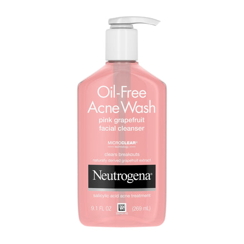 (2 pack) Neutrogena Oil-Free Pink Grapefruit Acne Face Wash, Salicylic Acid Facial Cleanser, 9.1 fl oz