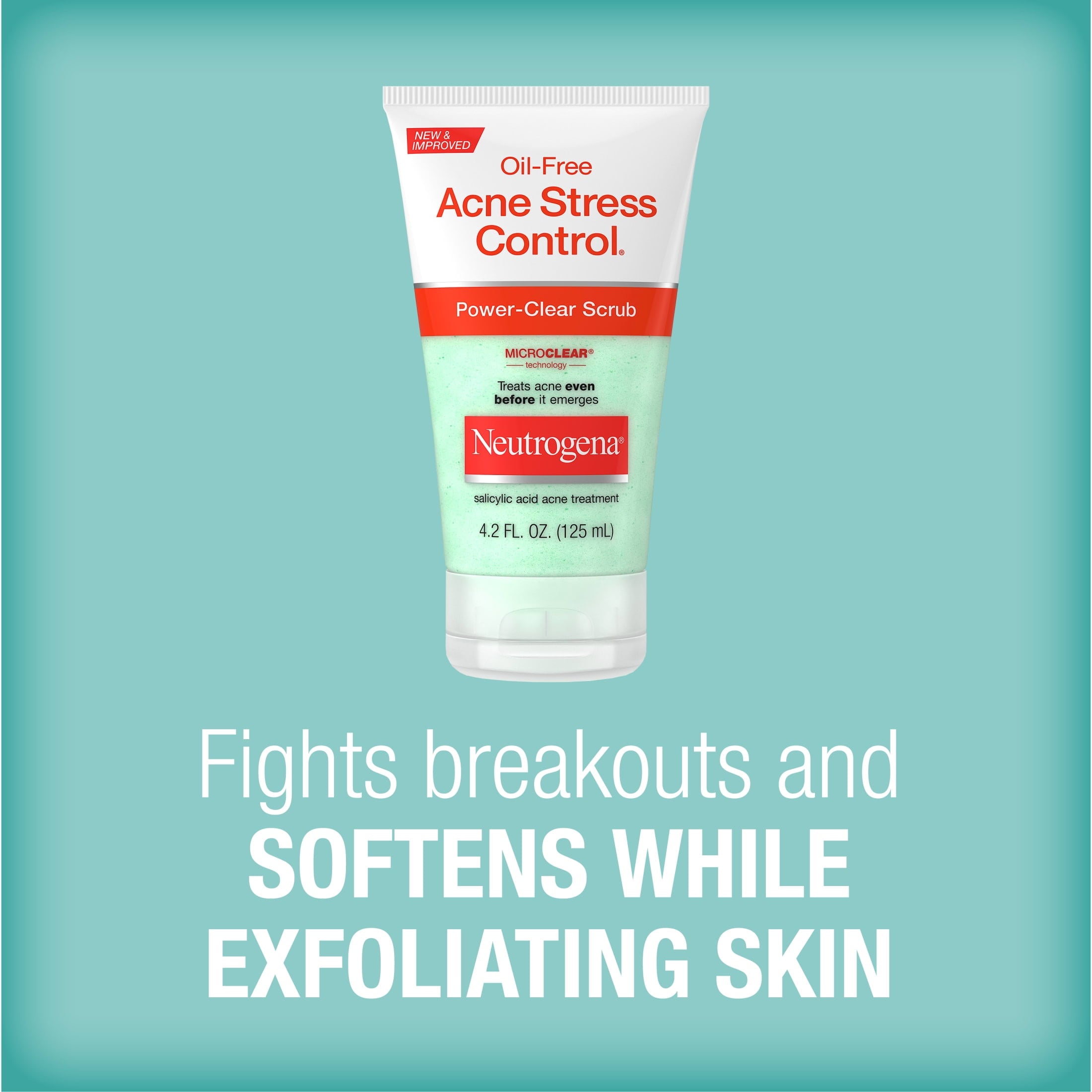 Neutrogena Oil-Free Acne Face Wash, Exfoliating Face Scrub & Treatment, 4.2 fl oz