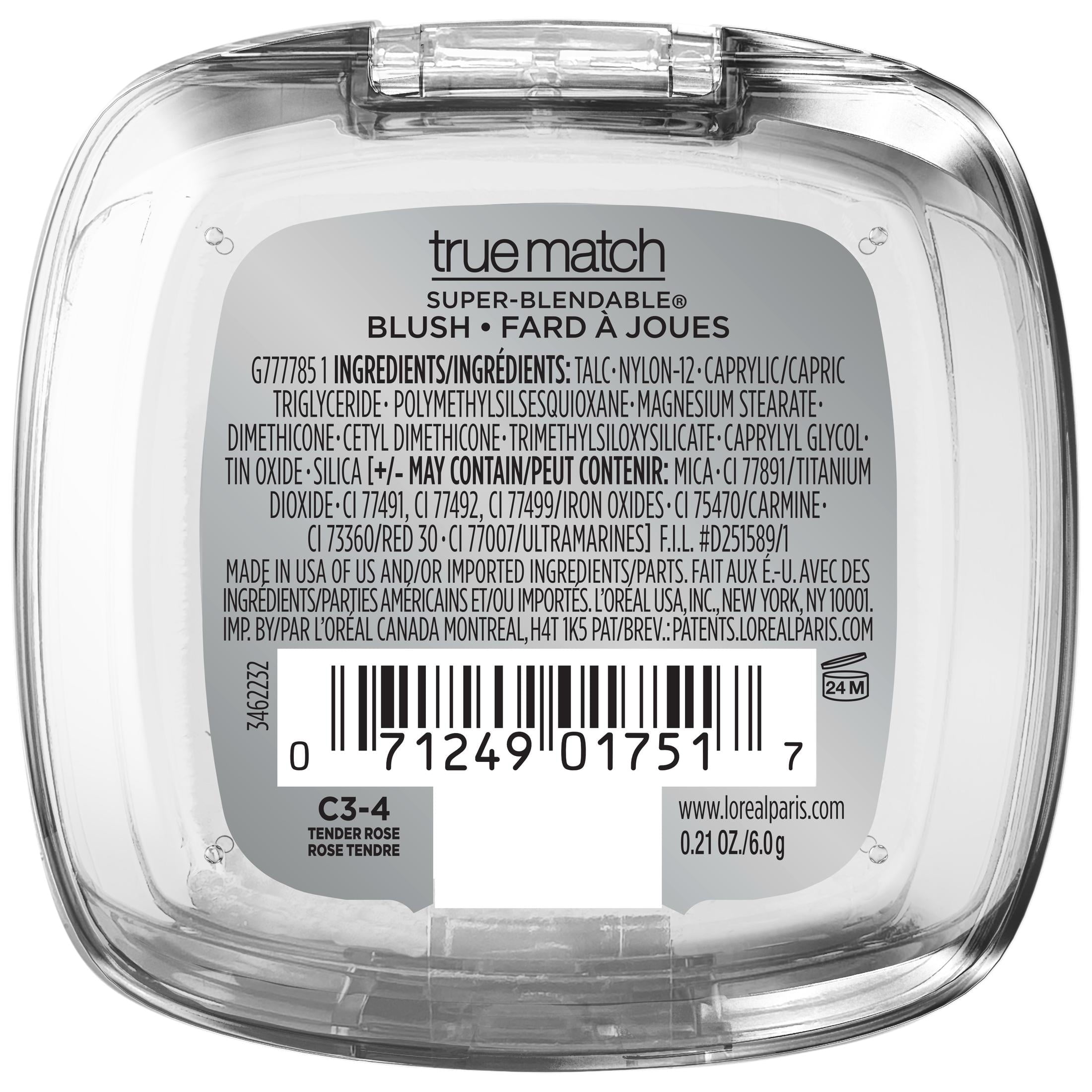L'Oreal Paris True Match Super Blendable Blush, Soft Powder Texture, Tender Rose, 0.21 oz