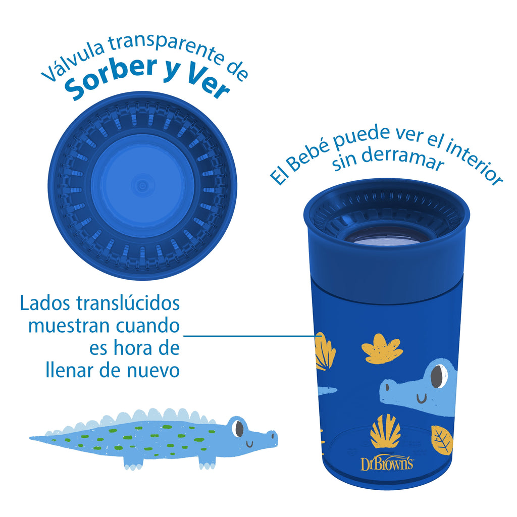 Dr. Brown's Milestones Cheers 360 Cup Spoutless Transition, Travel Friendly & Leak-Free, Green / Blue, 10 oz/300 ml, 2 Pack