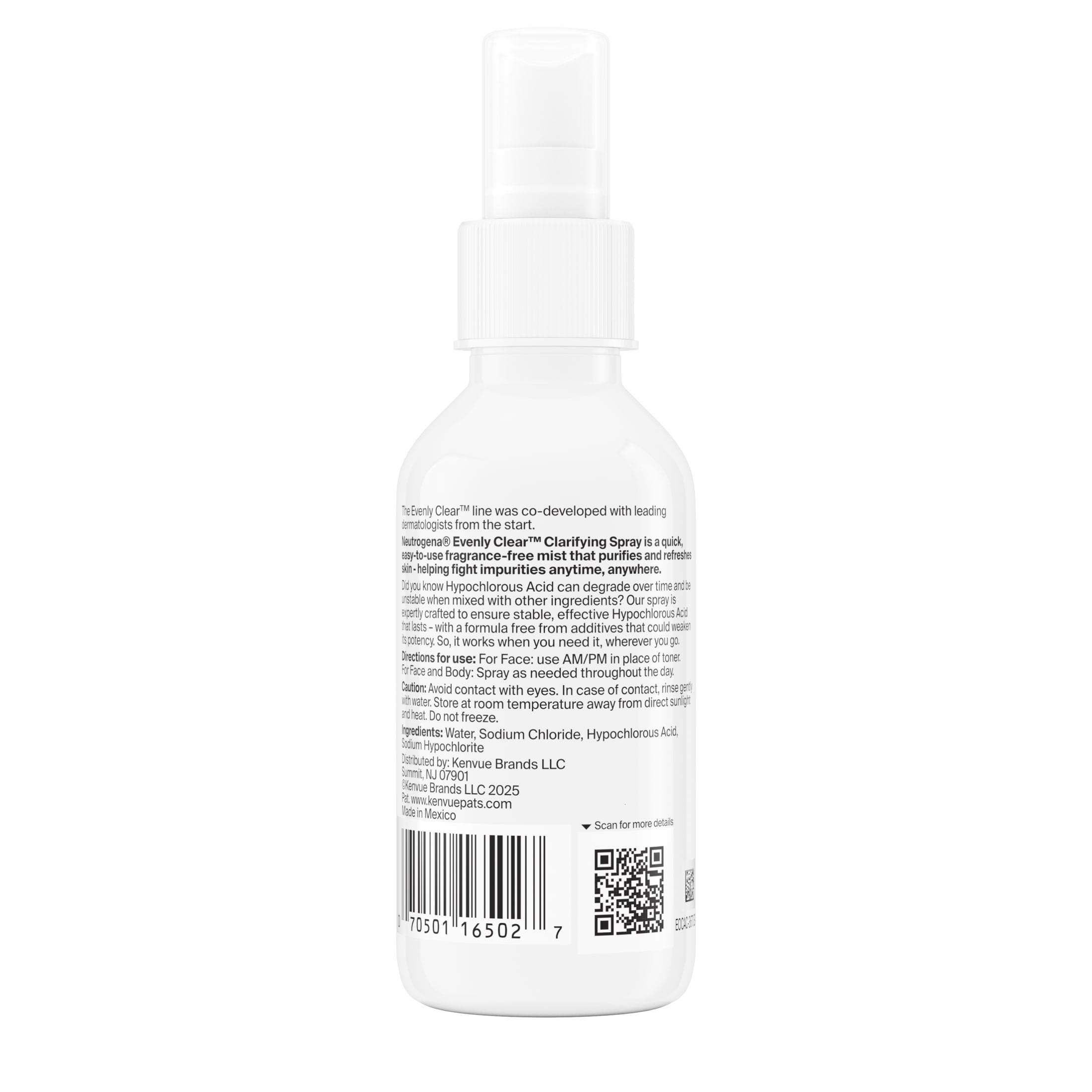 Neutrogena Evenly Clear Clarifying Spray, Hypochlorous Acid , 4 fl. oz