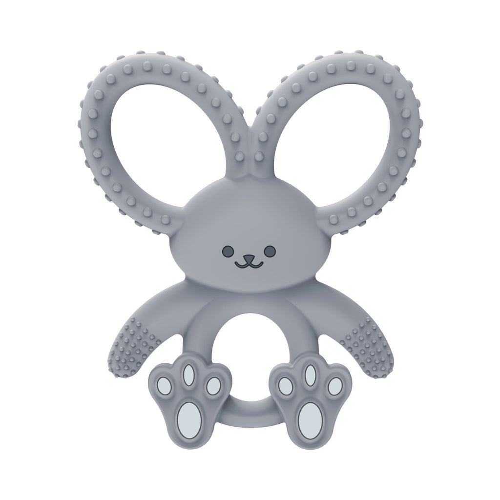 Dr. Brown's Flexees Teether, Gray Bunny, Soft 100% Silicone, Baby Teether, BPA Free, 3m+, 1 Pack