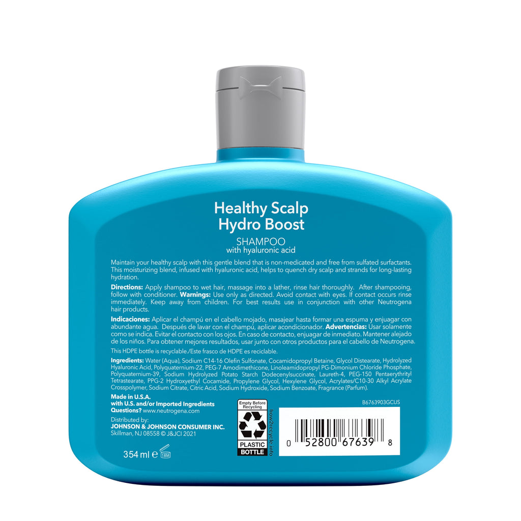 Neutrogena Hydrating Shampoo for Dry Scalp & Hair with Hyaluronic Acid, 12 fl oz