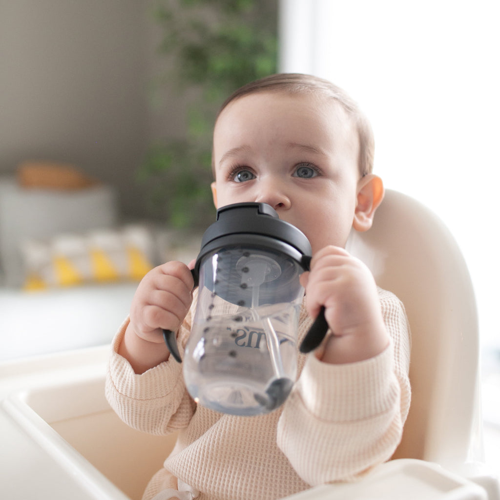(3 pack) Dr. Brown's Milestones Baby's First Straw Cup, Training Cup with Weighted Straw, 9oz/270ml, Dark Blue, 6m+