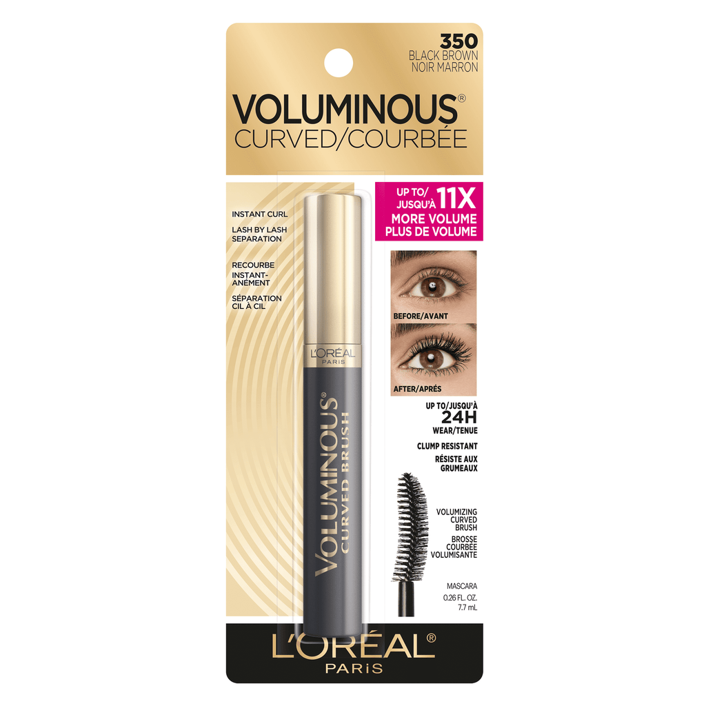 L'Oréal Paris Voluminous Original Curved Brush Mascara, Black Brown, 0.26 fl oz