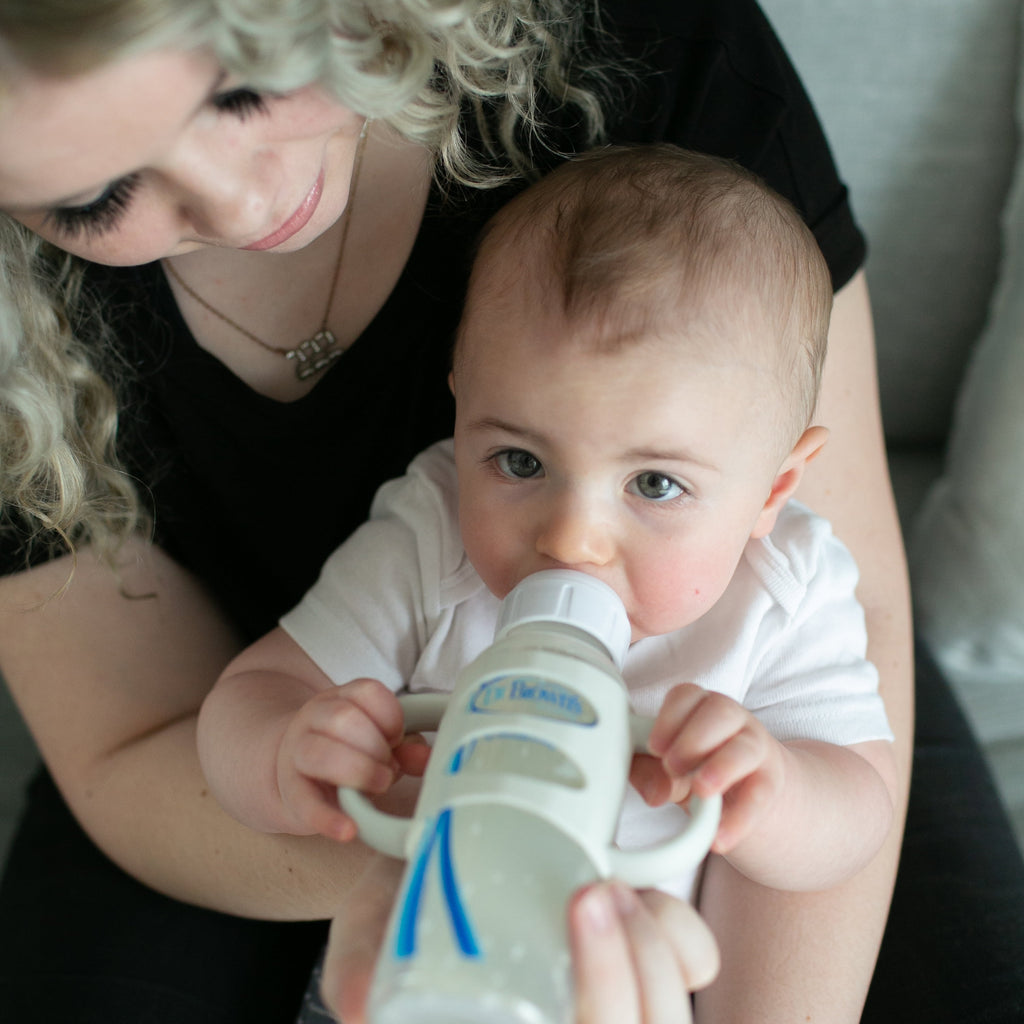 Dr. Brown's Milestones 100% Silicone Narrow Baby Bottle Handle Removable Easy-Grip, Gray 4m+, 1 Pack